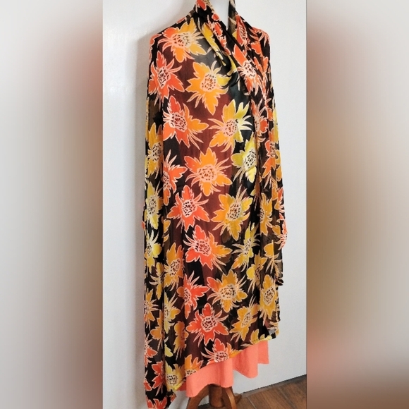 LARGE CHIFFON FAUX JACQUARD WRAP - Picture 2 of 7